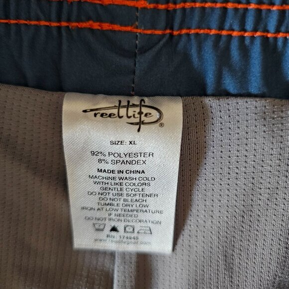 Reel Life Men's Orange Drawstring Waist Swim Trunks 6" Volley Short Size XL - Picture 10 of 14